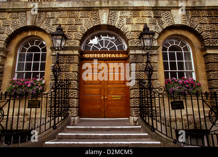 entrance, wooden doors, The Guildhall, Guildhall, Town Hall, High Street and Bridge Street, city of Bath, Somerset County, England, Europe Stock Photo