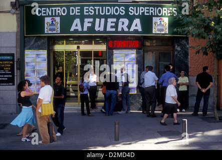 Spaniards, Spanish people, Centro de Estudios Superiores, AFUERA, Plaza de Santa Ana, Madrid, Madrid Province, Spain, Europe Stock Photo