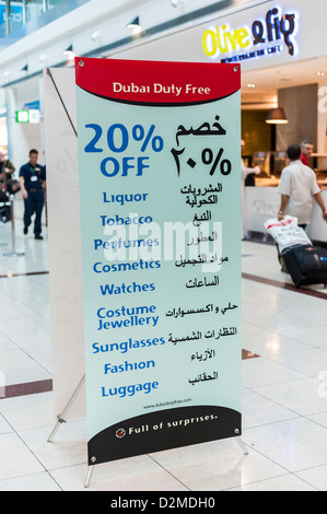 Duty Free sign at Dubai Airport Stock Photo