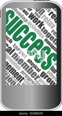 business success word cloud concept of touchscreen phone smartphone iphone Stock Photo