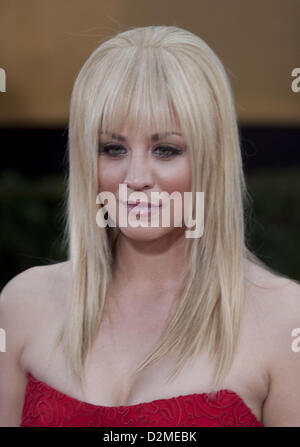 Los Angeles, California, USA. 27th January 2013.  Kaley Cuoco at the 19th Annual Screen Actors Guild Awards held at the  Shrine Auditorium in Los Angeles, California, Sunday,  January 27, 2013. (Credit Image: Credit:  Javier Rojas/Prensa Internacional/ZUMAPRESS.com/Alamy Live News) Stock Photo