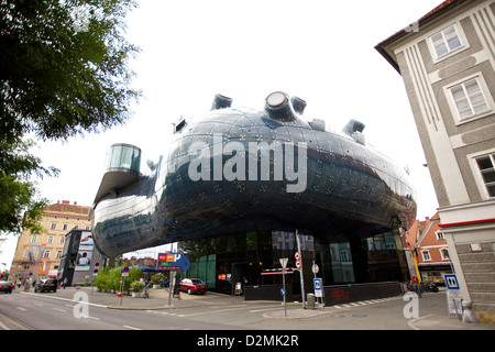 The Kunsthaus Graz, or 'Friendly Alien' gallery in Graz, Austria houses galleries, cafes and a media center. Stock Photo