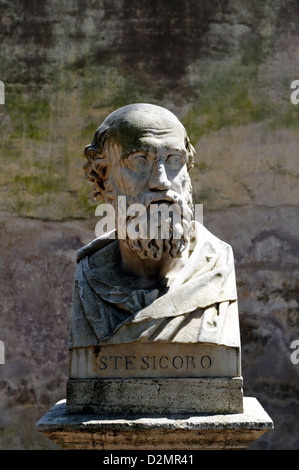 Rome. Italy. Bust of the Sicilian Greek Poet Stesicoro (Stesichorus) on Viale di Villa Medici. Located on Pincio or Pician Hill Stock Photo