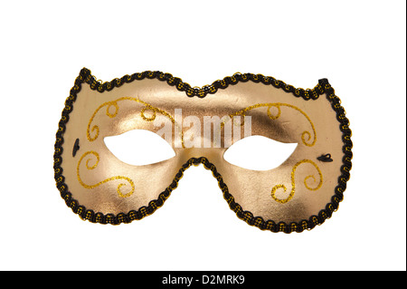 Gold and black mask on white background Stock Photo