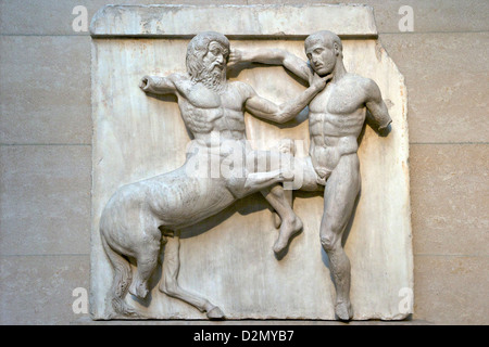 Centaur and Lapith Fighting, South Metope, Parthenon British Museum, London, England, UK, GB, British Isles Stock Photo