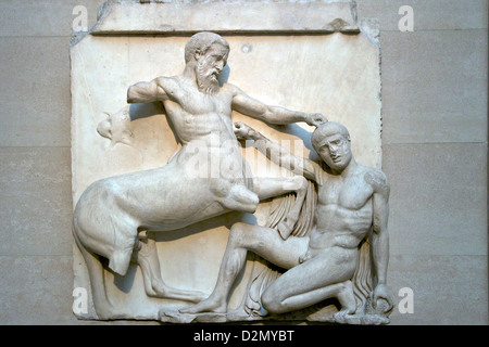 Centaur and Lapith Fighting, South Metope, Parthenon, British Museum, London, England, UK, GB, British Isles Stock Photo