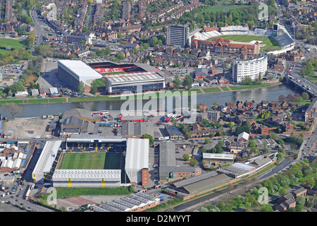 Aerial photo showing Notts County, Nottingham Forest & Trent Bridge Stock Photo