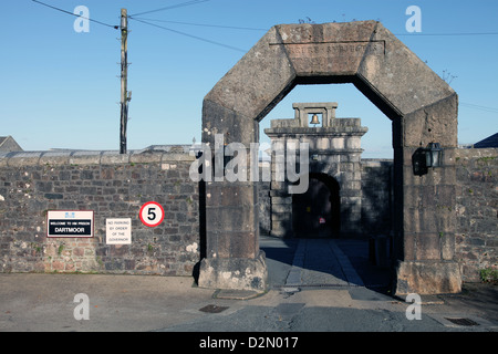 Main gate, Dartmoor Prison, Princetown, Dartmoor, Devon, England, United Kingdom, Europe Stock Photo