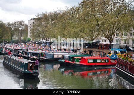 Houseboats on the Grand Union Canal, Little Venice, Maida Vale, London, England, United Kingdom, Europe Stock Photo