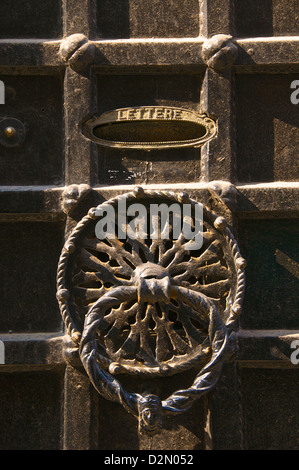 A beautiful brass door with its letter box, Venice, Veneto, Italy, Europe Stock Photo