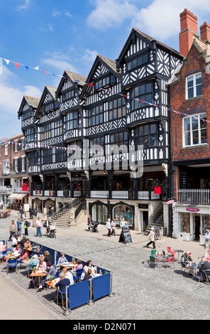 Chester town centre with covered walkways, Chester Rows, Chester, Cheshire, England, United Kingdom, Europe Stock Photo