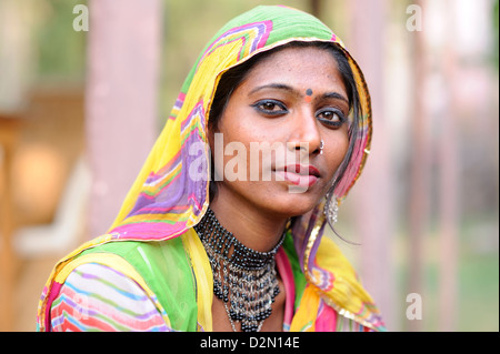 Portrait of traditionally dressed indian woman Stock Photo