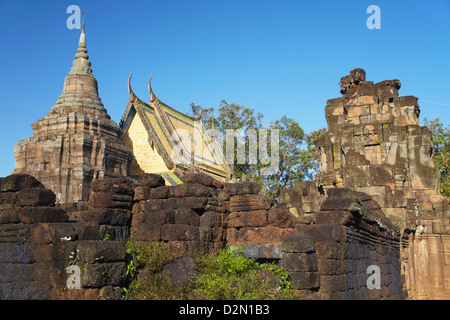 Angkor era ruins of Wat Nokor, Kampong Cham, Cambodia, Indochina, Southeast Asia, Asia Stock Photo