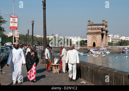 Mumbai Beach Gateway of India Taj Mahal Palace Hotel Colaba Bombay Stock Photo