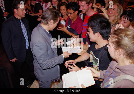 Sydney, Australia. 29th January 2013.  Jeremy Renner at the Australian Premiere of 'Hansel & Gretel Witch Hunters' Signing on January 29, 2013 in Sydney, Australia.  Credit:  Ben Hunt / Alamy Live News Stock Photo