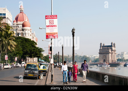 Mumbai Beach Gateway of India Taj Mahal Palace Hotel Colaba Bombay Stock Photo