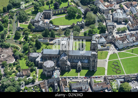 Aerial photograph of Wells Cathedral Stock Photo
