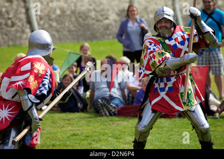 Reenactment of a knight's fight in the Tower of London, England, United Kingdom, Europe Stock Photo