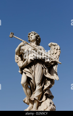 Rome. Italy. View of the Angel with sponge figure sculpture on the Ponte Sant’ Angelo. Stock Photo