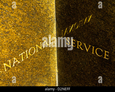 Detail of National Service Monument 1939-1960 at the National Memorial Arboretum Alrewas Staffordshire England UK Stock Photo