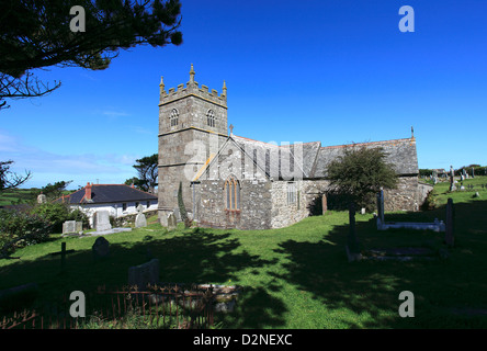 St Senara's church, Zennor village; Cornwall County; England; UK Stock Photo