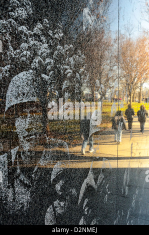 Reflections in the wall of the Korean War Memorial in Washington DC Stock Photo