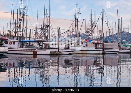 Commercial fishing fleet docked in Crescent Harbor, Sitka, Alaska, USA Stock Photo