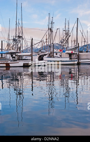 Commercial fishing fleet docked in Crescent Harbor, Sitka, Alaska, USA Stock Photo