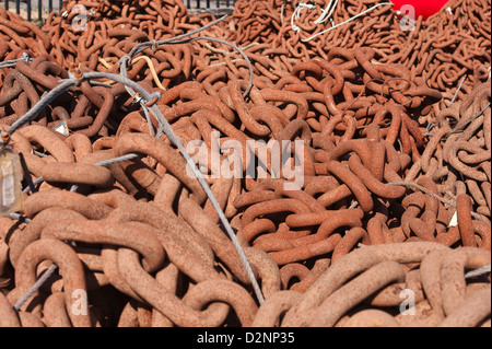 Piles of channel marker bouy anchor chains at the US Coast Guard Station in Sitka Alaska. Stock Photo
