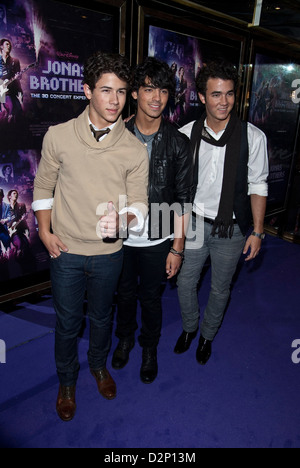 The Jonas Brothers attends the Uk Premiere of The Jonas Brothers 3D Experience at The Empire Leicester Square on 13/05/2009. Pictured: Joe Jonas, Nick Jonas and Kevin Jonas. Picture by Julie Edwards. Stock Photo