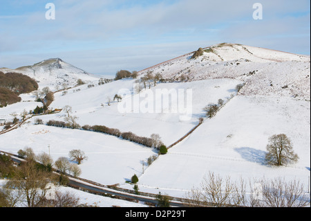 Gaerstone and Caer Caradoc in Winter Snow, Church Stretton, Shropshire Hills Stock Photo