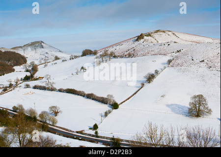 Gaerstone and Caer Caradoc in Winter Snow, Church Stretton, Shropshire Hills Stock Photo