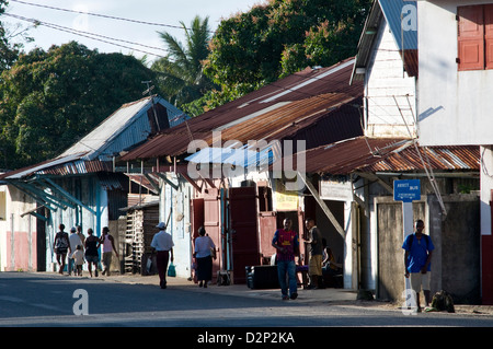 main street scene, sambava, madagascar Stock Photo