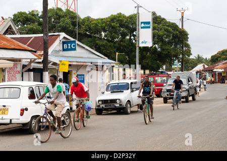 main street scene, sambava, madagascar Stock Photo