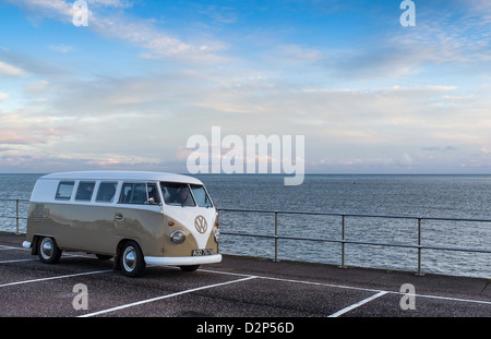 Teignmouth,Devon, England. January 1st 2013. A 1963 A reg Doormobile VW Camper Van parked by the sea. Stock Photo