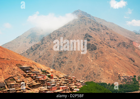 The peaks of the Middle Atlas mountain range in Morocco shrouded in clouds. Stock Photo