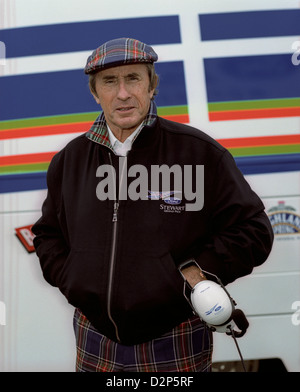 Sir Jackie Stewart in the paddock at Silverstone racing circuit in Northhamptonshire Stock Photo