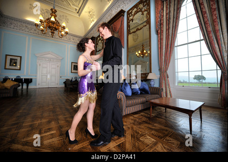 A couple ballroom dancing at Holme Lacy House in Herefordshire UK Stock Photo