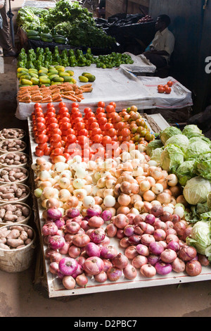 Vegetable stall in the market at Lilongwe, Malawi, Africa Stock Photo