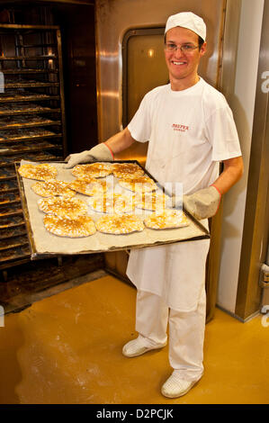 South Tyrol bakery producing traditional bred named Schuettelbrot Stock Photo