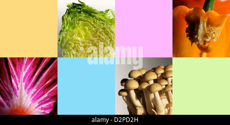 Creative collage of vegetables and color blocks Stock Photo