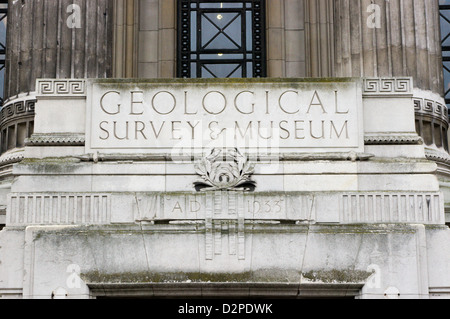 Carved name over the entrance to the Geological Museum in Exhibition Road, South Kensington, London. Stock Photo
