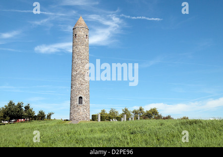 The Irish 'Round' Tower at the Island of Ireland Peace Park, Mesen, Belgium. Stock Photo