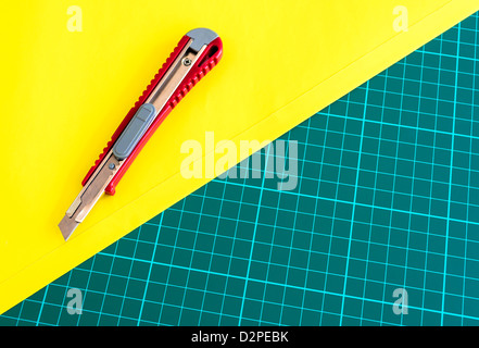 Exacto Knife Metal Ruler On Green Stock Photo 1119735713