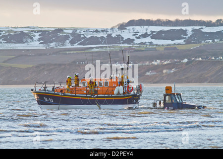 the filey lifeboat is been put into action Stock Photo