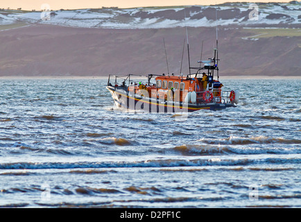 the filey lifeboat is been put into action Stock Photo