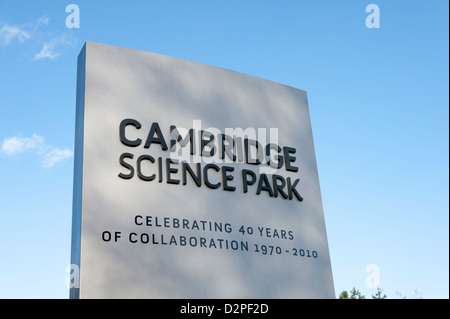 The Cambridge Science Park entrance sign Milton Road Cambridge UK. Founded in 1970 by Trinity College part of the University Stock Photo