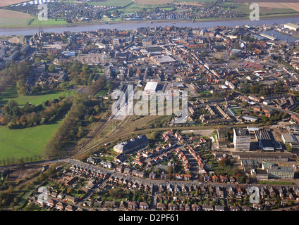 aerial view of the Norfolk town of Kings Lynn Stock Photo
