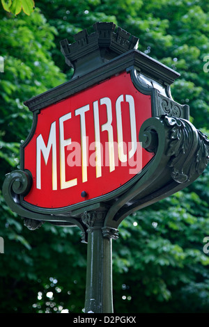 Metro/subway sign, Paris, France Stock Photo