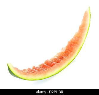 eaten slice of watermelon isolated on white Stock Photo